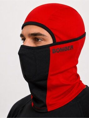 Bomber Outdoors BF001 Red Black Hinged Balaclava Face Mask NWT